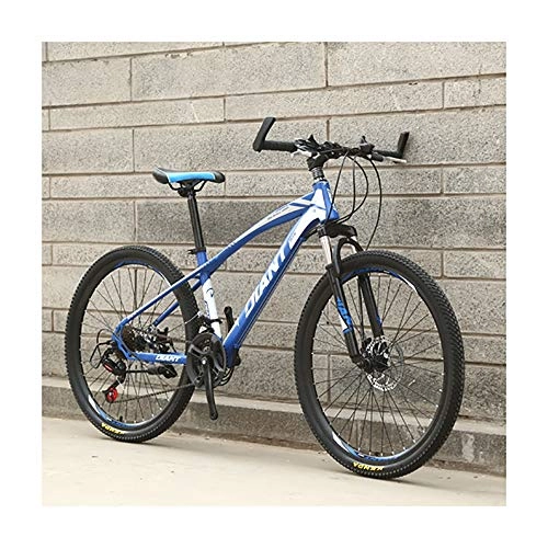 Mountain Bike : Link Co 26 Inch Mountain Bike Shifting Disc Brakes Mountain Bike 21 Speed Shock Absorption One Wheel Bicycle, Blue