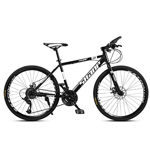 Mountain Bike : LISI Adult mountain bike 26 inch double disc brake one wheel 30 speed off-road speed bicycle male and female students bicycle, Black