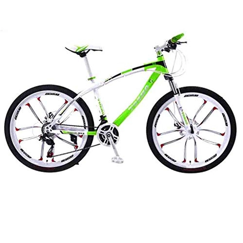 Mountain Bike : LIUCHUNYANSH Off-road Bike MTB Bicycle Adult Mountain Bike Road Bicycles For Men And Women 24 / 26In Wheels Adjustable Speed Double Disc Brake (Color : Green-26in, Size : 27 Speed)