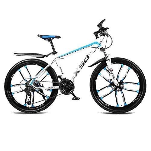 Mountain Bike : LIUCHUNYANSH Off-road Bike Road Bicycles Adult Teen MTB Bicycle City Shock Absorber Bikes Mountain Bike Adjustable Speed For Men And Women Double Disc Brake (Color : White-26in, Size : 27 speed)