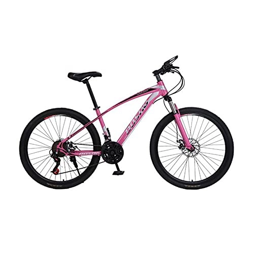Mountain Bike : LIUXR 26 Inch Mountain Bikes, 21 Speed Suspension Fork MTB, High-Tensile Carbon Steel Frame Mountain Bicycle with Dual Disc Brake for Men and Women, Pink