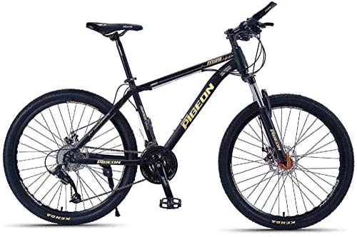 Mountain Bike : LIYONG Super Wind Speed Bike! Adult mountain bike 26 inch frame made of carbon steel hardtail MTB fork suspension Large tire bike with disc brakes Gold 27 Speed-24 Speed_Gold-SX003
