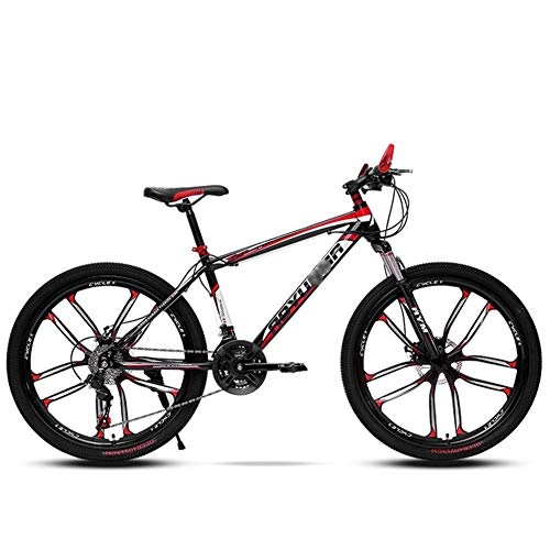 Mountain Bike : LJHSS Mountain Bike 26 Inch, 21 / 24 / 27 / 30 Speed with Double Disc Brake, high-carbon steel Adult MTB, Hardtail Bicycle with Adjustable Seat (Color : C3, Size : 30 SPEED)