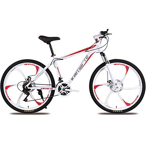 Mountain Bike : LJJ 21 / 24 / 27-speed mountain bike, high carbon steel frame Disc Brakes shock absorption male and female adult bicycle racing, Red, 26(27speed)