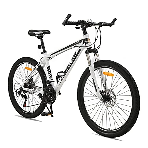 Mountain Bike : LLF 24 Inch Mountain Bike, Variable Speed MTB Bicycle with Suspension Fork, Dual-Disc Brake, Urban Commuter City Bicycle(Size:21 speed, Color:White)
