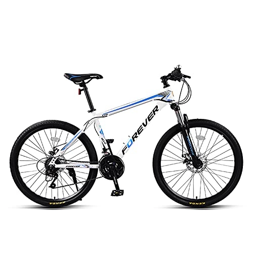 Mountain Bike : LLF 24 Speed Bicycle Mountain Bike, 26 Inch Off-road Speed Bike for Adult Carbon Steel Bicycle, Double Shock Absorption and Double Disc Brake(Size:26inch, Color:White)