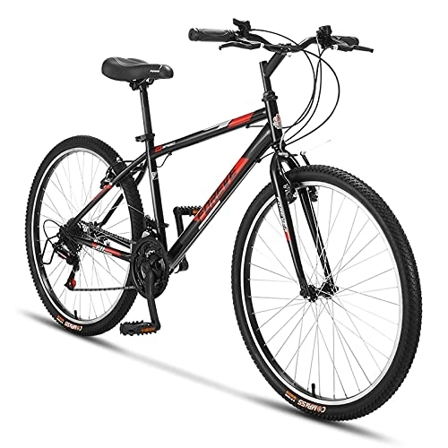 Mountain Bike : LLF 26 Inch Mountain Bike, 21 Speed Double Disc Brake Commuter Bicycle Riding To Work For Man Woman Teen(Size:26inch, Color:Black)