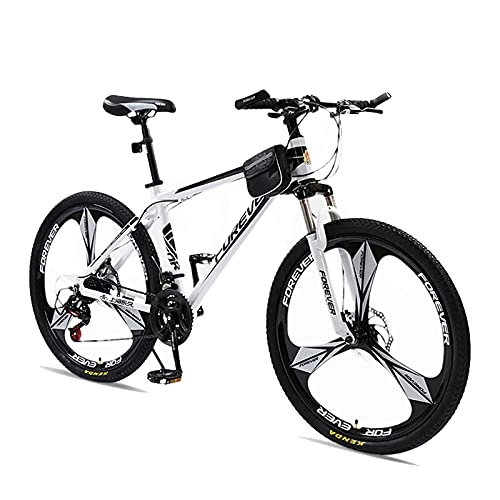 Mountain Bike : LLF 3 Knife Wheel Bicycle Double Disc Brakes Mountain Bike Various Bicycles Student MTB Racing for Adult Student Outdoors Sport(Size:21 speed, Color:White)