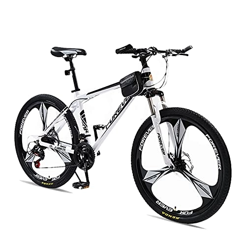 Mountain Bike : LLF 3 Knife Wheel Bicycle Double Disc Brakes Mountain Bike Various Bicycles Student MTB Racing for Adult Student Outdoors Sport(Size:30 speed, Color:White)