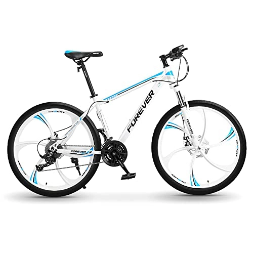 Mountain Bike : LLF Mountain Bike, 26 Inch Bikes, Double Disc Brake Lightweight Aluminum Alloy Frame, 6 Knife Wheel Variable Speed Bicycle Shock Absorption Road Bicycle(Size:27 speed, Color:Blue)