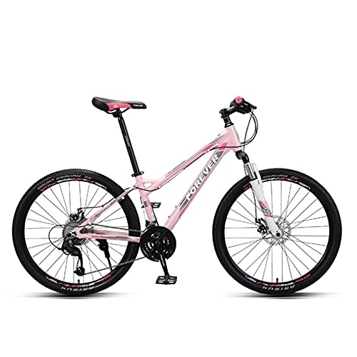 Mountain Bike : LLF Mountain Bike, 26-Inch Wheels, Aluminum Frame, 27-Speed Rear Deraileur, Front and Rear Disc Brakes, for Adult Student Outdoors Sport(Size:26inch, Color:Pink)