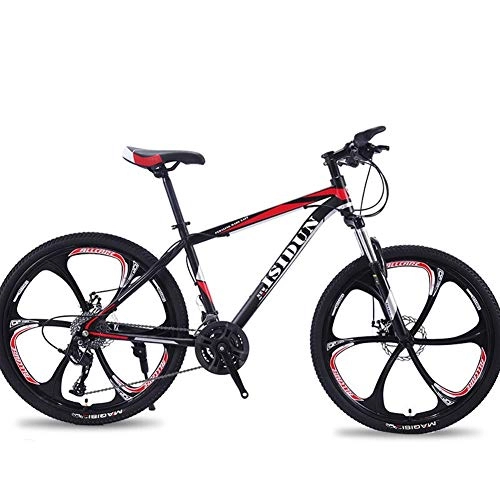 Mountain Bike : LNSTORE Bicycle Mountain Bike Adult Man Variable Speed Double Disc Brake Shock Absorption Off-road Exquisite workmanship ( Color : Black red , Size : 30speed )
