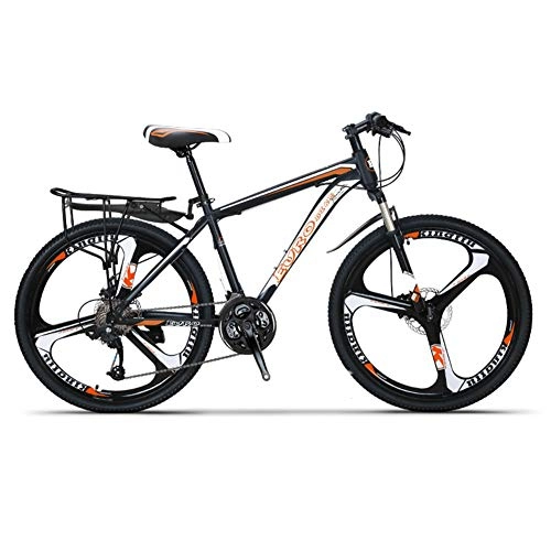 Mountain Bike : LOISK Mountain Bikes, Adult Folding Bikes, With Dual Disc Brakes & Fork Suspension For Cycling Outdoor Bike Commuting & Leisure, K Wheel Orange