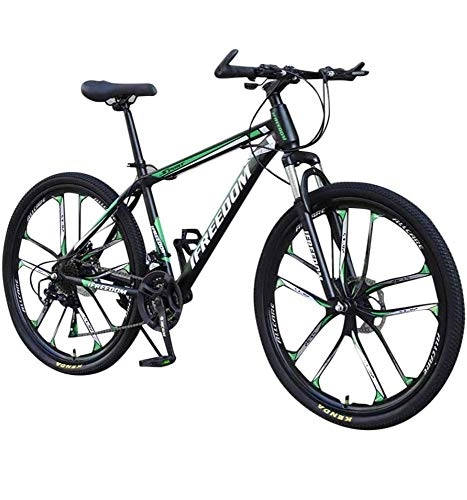 Mountain Bike : LQZ Mountain Bikes, 26in Carbon Steel Mountain Bike, 21 Speed Bicycle Full Suspension MTB, 21 Speed ​​Gears Dual Disc, Black