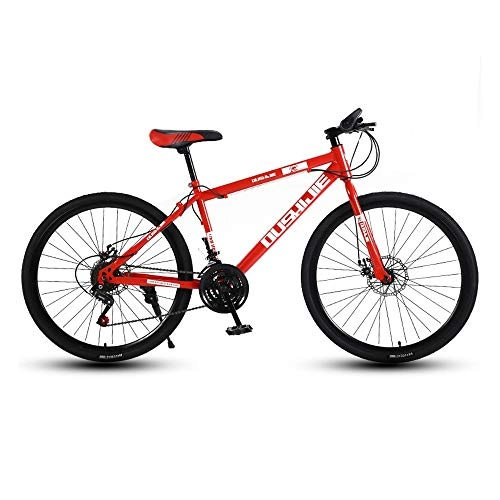 Mountain Bike : LRHD Mountain Bicycle, Adult 24 Speed Speed Metal Travel Bicycle Bike Urban Track Bike 24 / 26 Inch Men and Women MTB Bike Double Disc Brake High Carbon Steel Frame Outdoor Cycling (Red) (Size : L)