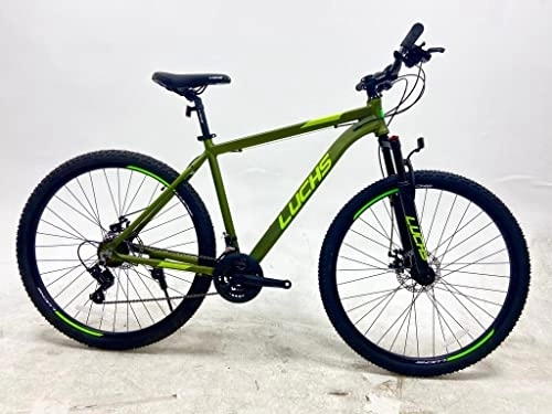 Mountain Bike : LUCHS Mountain Bike 29 Inch Hardtail Men or Boys MTB Mountain Bike Bicycle Aluminium Frame / Bike Disc Brakes / Lockout Suspension Fork / Shimano Gear / 21 Speed Derailleur Gear (Army Green)