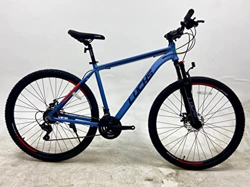 Mountain Bike : LUCHS Mountain Bike 29 Inch Hardtail Men or Boys MTB Mountain Bike Bicycle Aluminium Frame / Bike Disc Brakes / Lockout Suspension Fork / Shimano Gear / 21 Speed Derailleur Gear (Pastel Blue)