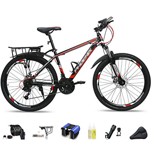Mountain Bike : LWZ Adult Mountain Bike 26 Inch Wheels Mountain Trail Bike High Carbon Steel Outroad Bicycles 24-Speed Dual Disc Brakes Outdoors Sport Cycling Road Bikes