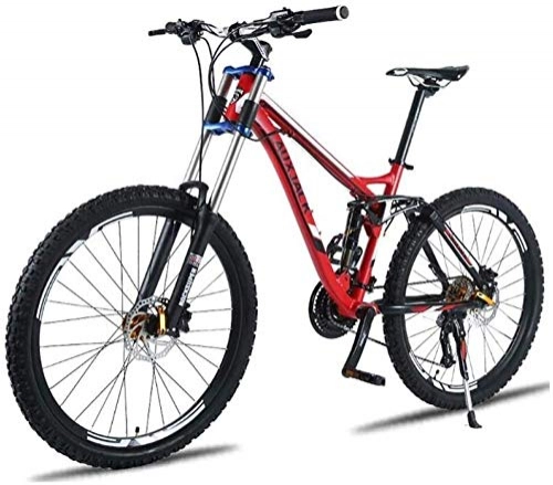Mountain Bike : Lxyfc Fast lfc xy MTB unisex mountain bike 26-inch aluminum frame, 24 / 27-speed double-suspension mountain bike, with a double disc, yellow, speed 24 Essential (Color : Red, Size : 24 Speed)