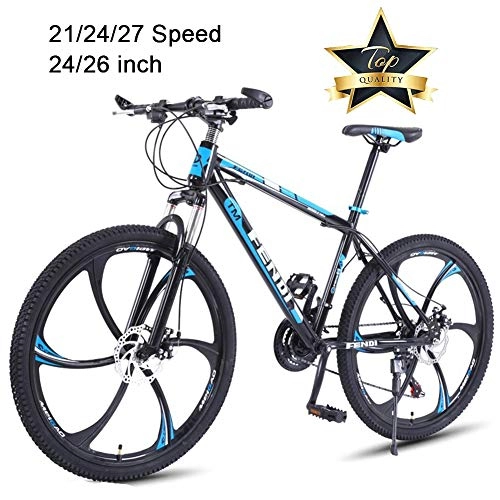 Mountain Bike : LYRWISHJD Hard Tail Mountain Bike Exercise Bikes Cycling Road Bikes With Bold Shock Absorber Fork Mechanical Double Disc Brake Anti-slip Pedal For Outdoor Fitness (Color : 27 Speed, Size : 24 inch)