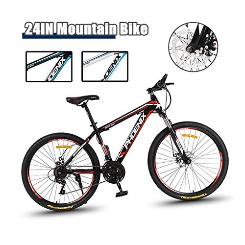 Mountain Bike : LYRWISHPB 24 / 26 inch adult mountain bike aluminum alloy bicycle mountain bike unisex road alloy bicycle bicycle (color: 24 / 26 inch, specification: 24 times speed) (Color : Black-red, Size : 26in)