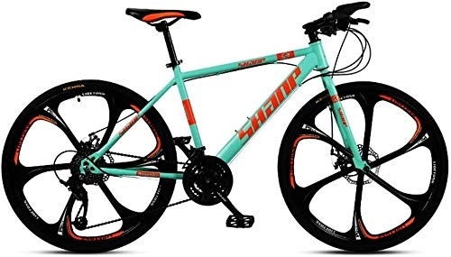Mountain Bike : Lyyy 24 Inch Mountain Bikes, Dual Disc Brake Hardtail Mountain Bike, Mens Women High-carbon Steel All Terrain Alpine Bicycle YCHAOYUE (Color : 27 Speed, Size : Blue 6 Spoke)