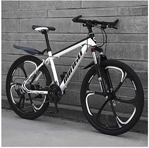 Mountain Bike : Lyyy 24 Inch Mountain Bikes, Mens Women Carbon Steel Bicycle, 30-Speed Drivetrain All Terrain Mountain Bike with Dual Disc Brake YCHAOYUE (Color : 27 Speed, Size : White 6 Spoke)