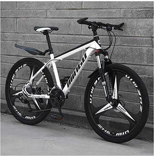 Mountain Bike : Lyyy 26 Inch Men's Mountain Bikes, High-carbon Steel Hardtail Mountain Bike, Mountain Bicycle with Front Suspension Adjustable Seat YCHAOYUE (Color : 30 Speed, Size : White 3 Spoke)