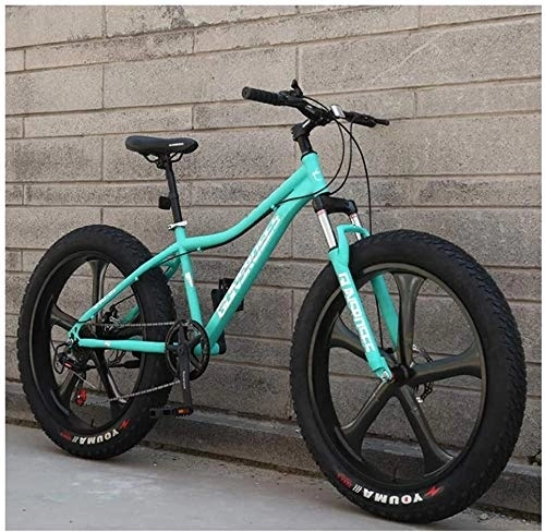 Mountain Bike : Lyyy 26 Inch Mountain Bikes, High-carbon Steel Hardtail Mountain Bike, Fat Tire All Terrain Mountain Bike, Women Men's Anti-Slip Bikes YCHAOYUE (Color : Blue, Size : 27 Speed 5 Spoke)