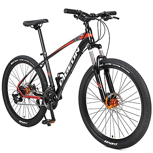 Mountain Bike : LZHi1 26 Inch Adult Mountain Bike Commuter Bike, 27 Speed Mountain Trail Bicycle With Suspension Fork, Dual Disc Brakes Road Bike Urban Street Bicycle(Color:Black red)