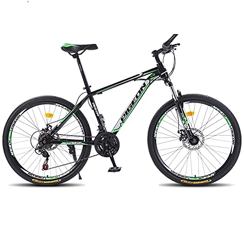 Mountain Bike : LZHi1 26 Inch Adult Mountain Bike With Suspension Fork, 30 Speed Mountain Trail Bicycle With Dual Disc Brakes, Aluminum Alloy Frame Urban Commuter City Bicycle(Color:Black green)