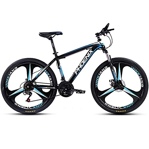 Mountain Bike : LZHi1 26 Inch Men Mountain Bike With Suspension Fork, 27 Speed Mountain Trail Bike With Dual Disc Brake, Urban Commuter City Bicycle With Adjustable Seat(Color:Black blue)