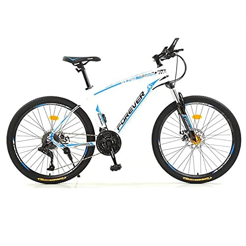 Mountain Bike : LZHi1 26 Inch Mountain Bike For Men And Women, 30 Speed Carbon Steel Frame Mountain Trail Bikes With Lockable Suspension Fork, All Terrain Bicycle With Dual Disc Brake(Color:White blue)