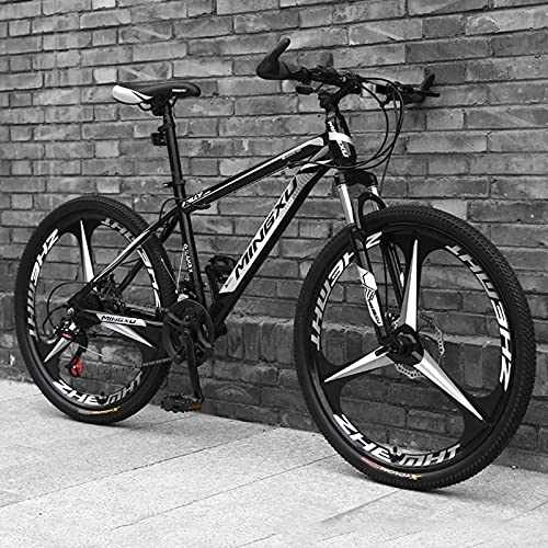 Mountain Bike : LZHi1 26 Inch Mountain Trail Bike For Men And Women, 27 Speed Double Disc Brake Outdoor Mountain Bicycle, Carbon Steel Frame City Road Bikes With Adjustable Seat(Color:Black)