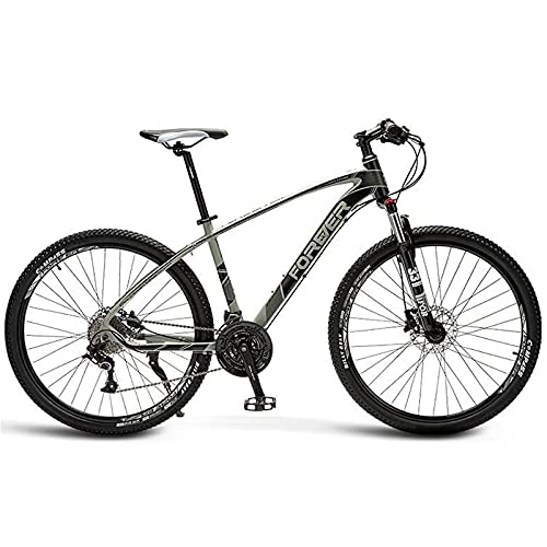 Mountain Bike : LZHi1 Mountain Bike 26 Inch For Men And Women, 30 Speed Dual Disc Brakes Adult Mountain Trail Bikes, Aluminum Alloy Frame City Road Bikes With Adjustable Seat(Color:Grey)