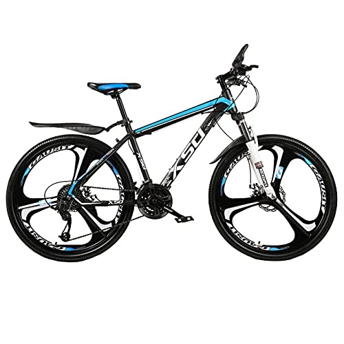 Mountain Bike : LZHi1 Mountain Bike 26 Inch Wheels, 27 Speed Carbon Steel Adult Mountain Trail Bikes, Dual Disc Brakes Front Suspension Urban Commuter City Bicycle For Men Women(Color:Black blue)