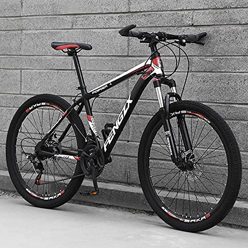 Mountain Bike : LZHi1 Mountain Bike 26 Inch Wheels 30 Speed Carbon Steel Frame Trail Bicycle With Suspension Fork, Road Bike Urban Street Bicycle With Dual Disc Brakes(Color:Black red)