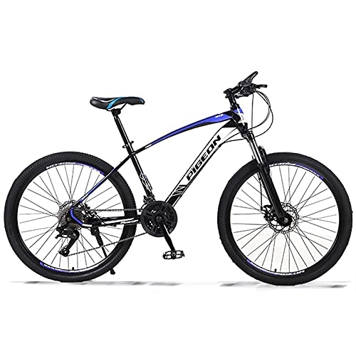 Mountain Bike : LZHi1 Mountain Bike For Adult Women Men, 26 Inch 30 Speed Mountan Bicycle With Suspension Fork, High Carbon Steel Frame City Commuter Road Bike With Dual Disc Brake(Color:Black blue)