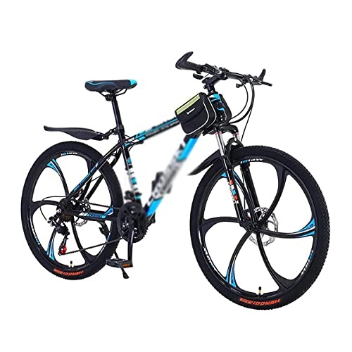 Mountain Bike : LZZB 21 Speed Mountain Bicycle 26 inch Daul Disc Brake Mens Bikes Carbon Steel Frame with Suspension Fork for Adults Mens Womens / Blue / 24 Speed