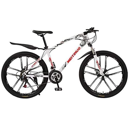 Mountain Bike : LZZB 26" Wheel Adults Mountain Bike 21 / 24 / 27 Speed Full Suspension Mountain Bicycle Suitable for Men and Women Cycling Enthusiasts(Size:21 Speed, Color:Red) / White / 21 Speed