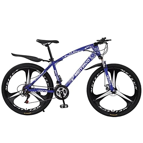 Mountain Bike : LZZB Youth / Adult Mountain Bike Carbon Steel Frame and Disc Brakes, 26-Inch Wheels, 21 / 24 / 27-Speed(Size:21 Speed, Color:Red) / Blue / 24 Speed