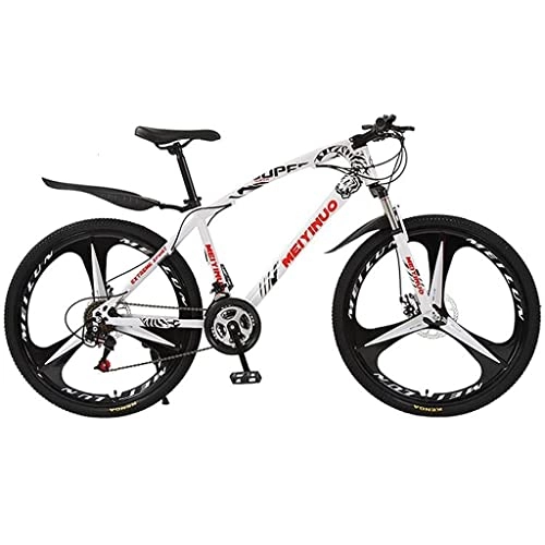 Mountain Bike : LZZB Youth / Adult Mountain Bike Carbon Steel Frame and Disc Brakes, 26-Inch Wheels, 21 / 24 / 27-Speed(Size:21 Speed, Color:Red) / White / 21 Speed