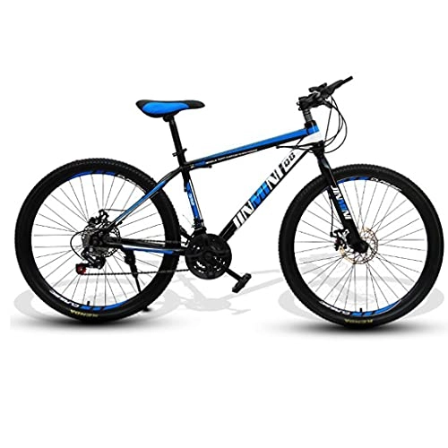 Mountain Bike : M-YN 26 Inch Mountain Bike For Adult And Youth, 21 / 24 / 27 Speed Lightweight Mountain Bikes Dual Disc Brakes Suspension Fork Outroad Bike For Men Women(Size:21 Speed, Color:blue+black)