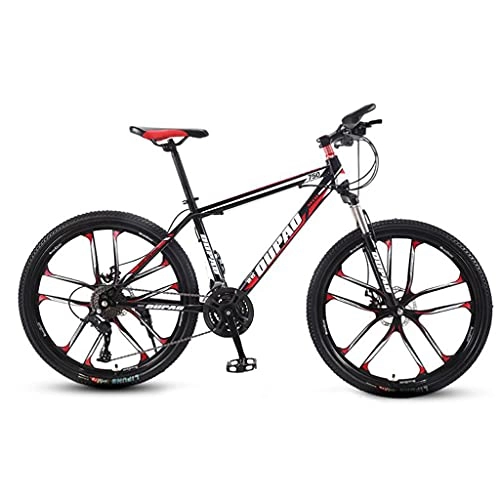 Mountain Bike : M-YN 26Inch Adult Mountain Bike Steel Frame 21 / 24 / 27 Speed Bicycle Full Suspension Mountain Bicycle(Size:27speed, Color:black+red)