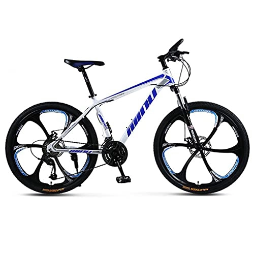 Mountain Bike : M-YN Adult Mountain Bike With 26 Inch Wheel Derailleur Lightweight Sturdy Aluminum Frame Bicycle With 21 / 24 / 27 Speed 6 Spoke Dual Disc Brakes Front Suspension Fork For Men(Size:24speed, Color:white)