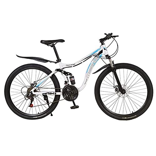 Mountain Bike : M-YN Adult Mountain Bike With 26 Inch Wheel Derailleur Lightweight Sturdy Aluminum Frame Bicycle With 21 / 24 / 27 Speed Dual Disc Brakes Front Suspension Fork For Men(Size:21inch, Color:white)
