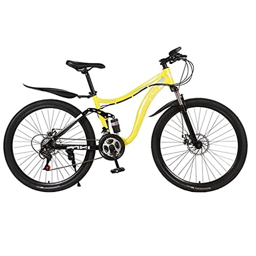 Mountain Bike : M-YN Adult Mountain Bike With 26 Inch Wheel Derailleur Lightweight Sturdy Aluminum Frame Bicycle With 21 / 24 / 27 Speed Dual Disc Brakes Front Suspension Fork For Men(Size:21inch, Color:yellow)
