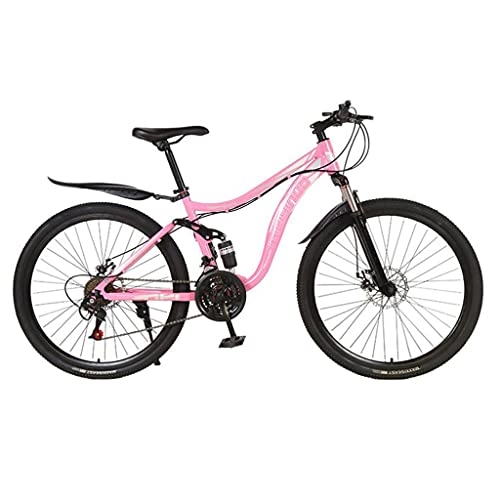 Mountain Bike : M-YN Adult Mountain Bike With 26 Inch Wheel Derailleur Lightweight Sturdy Aluminum Frame Bicycle With 21 / 24 / 27 Speed Dual Disc Brakes Front Suspension Fork For Men(Size:27inch, Color:pink)