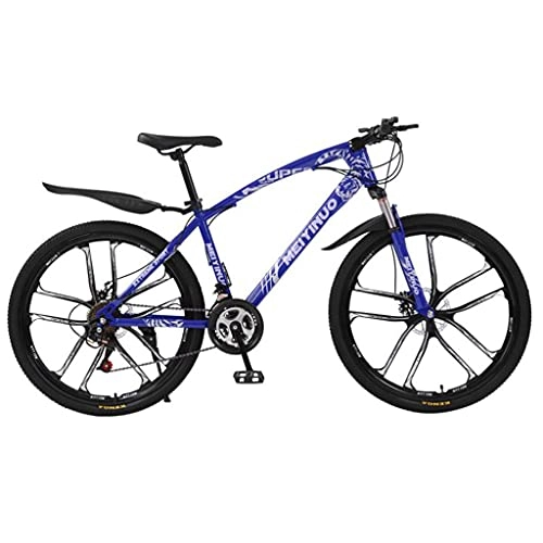 Mountain Bike : M-YN Mountain Bike 21 / 24 Speed With High Carbon Steel Frame, 26inch Wheels, Double Disc Brake, Dual Suspension, Anti-Slip Bicycle For Men Women(Size:21speed, Color:blue)