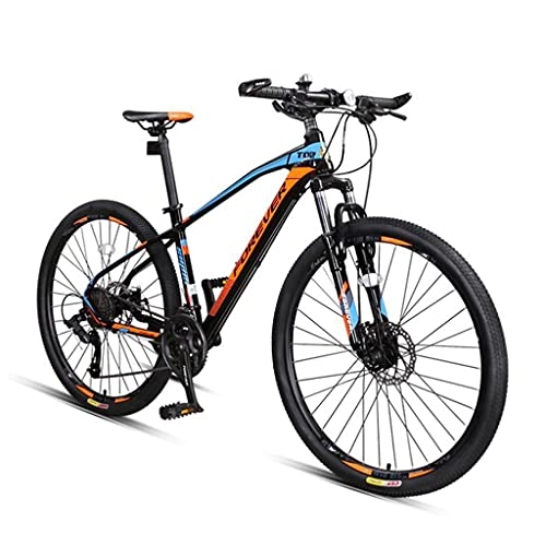 Mountain Bike : M-YN Mountain Bike 27 Speed With High Carbon Steel Frame, 27.5 Inch Wheels, Double Disc Brake, Front Suspension Anti-Slip Bikes(Size:27 speeds, Color:black+blue)